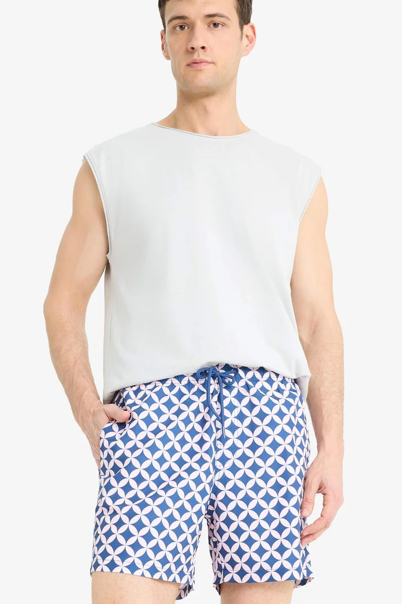 Defacto  Patterned Mesh Lined Swim Shorts for Men | Best Price UAE