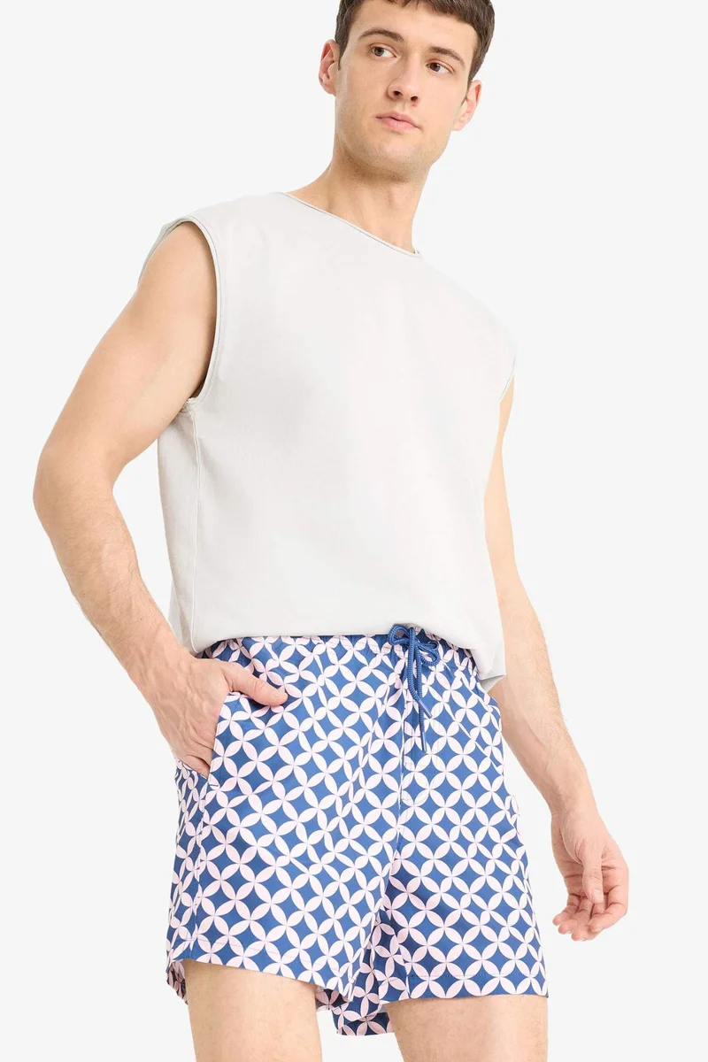 Defacto  Patterned Mesh Lined Swim Shorts for Men | Best Price UAE