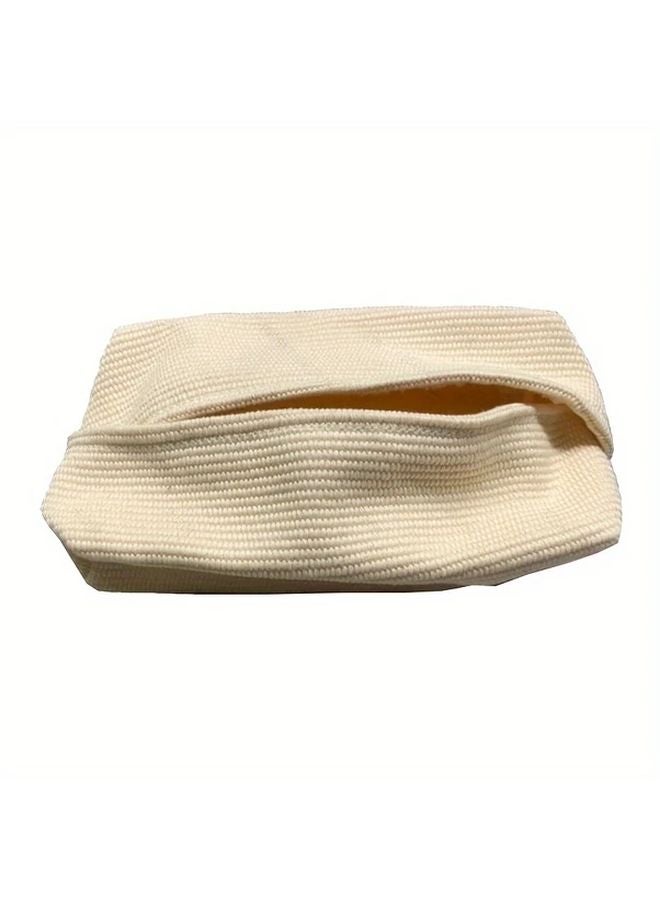 Farmhouse Tissue Box Cover Modern Rectangular Design Natural Beige Black Accents Durable Fabric 1pc - Image 1