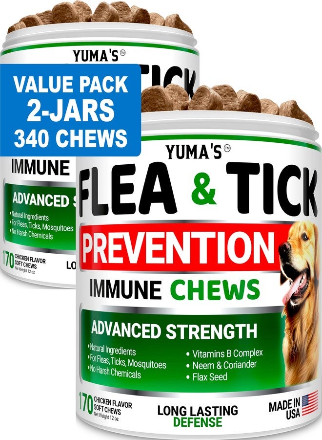 YUMA'S (2 Pack) Flea and Tick Prevention for Dogs Chewables - Natural Dog Flea and Tick Treatment Chewable Supplement - Oral Pills - All Breeds & Ages - Soft Chews - Made in USA - Image 1