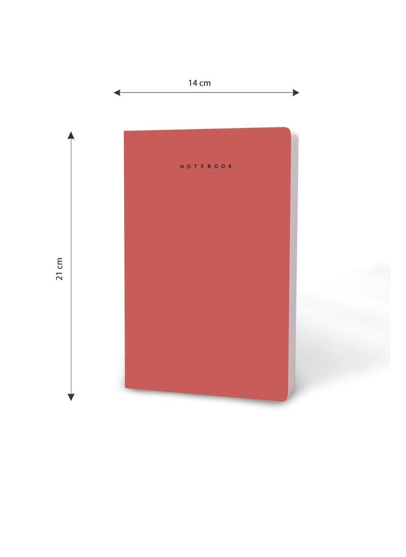 FACTOR NOTES دفتر ملاحظات بسيط مقاس A5، غلاف ناعم، 160 صفحة، سماكة 90 جم/م2، غلاف أحمر  - Image 3