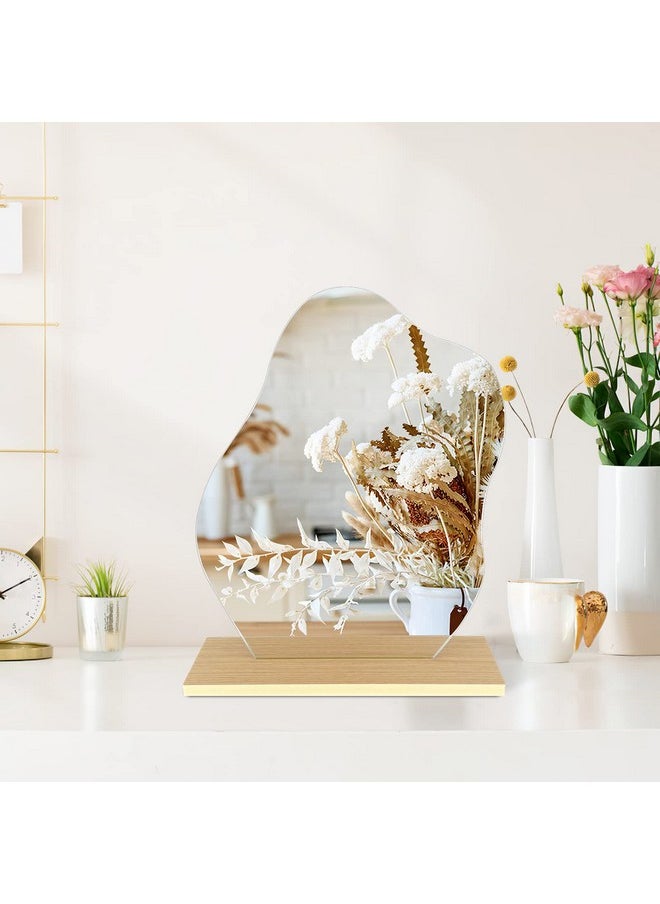 Prasacco Makeup Mirroraesthetic Vanity Mirrorirregular Wavy Mirrorcloud Mirrordesk Mirror With Standtabletop Mirror For Office Cubicle Room Decor  - Image 1