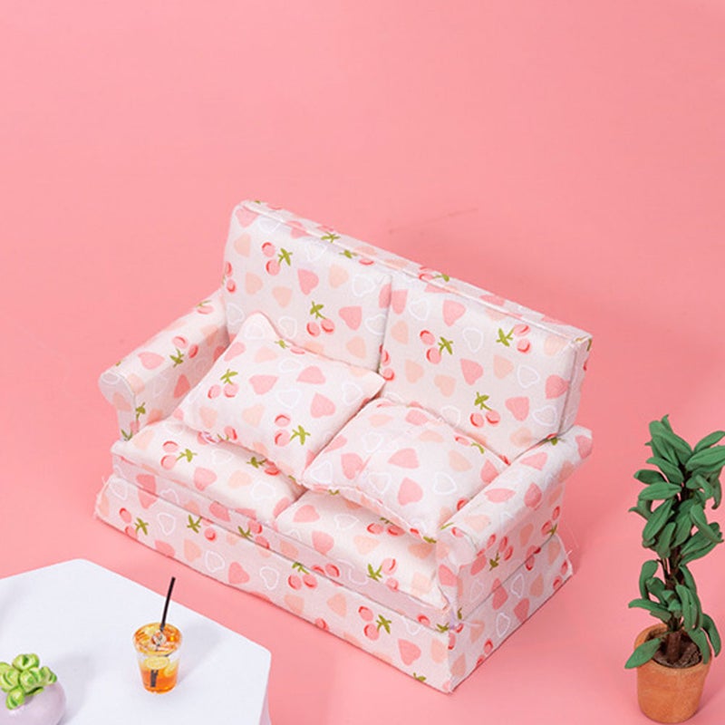 Doll House Cloth Art Sofa Miniature Sofa Mini Furniture Model Photo Prop - Image 4