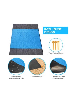 Nylon Waterproof Quick Drying Ripstop Sand Free Compact Outdoor Beach Mat for Travel, Camping, Hiking and Music Festivals (210x200cm) - view 5