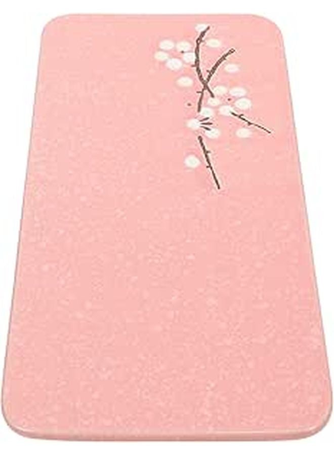 Pink Ceramic Sushi Plate Rectangular Hand Painted Food Grade Storage Tray - Image 1