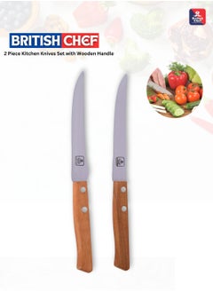 British Chef 2 Piece Kitchen Knives Set with Wooden Handle, Sharp Stainless Steel Blades-BC337  - Image 3