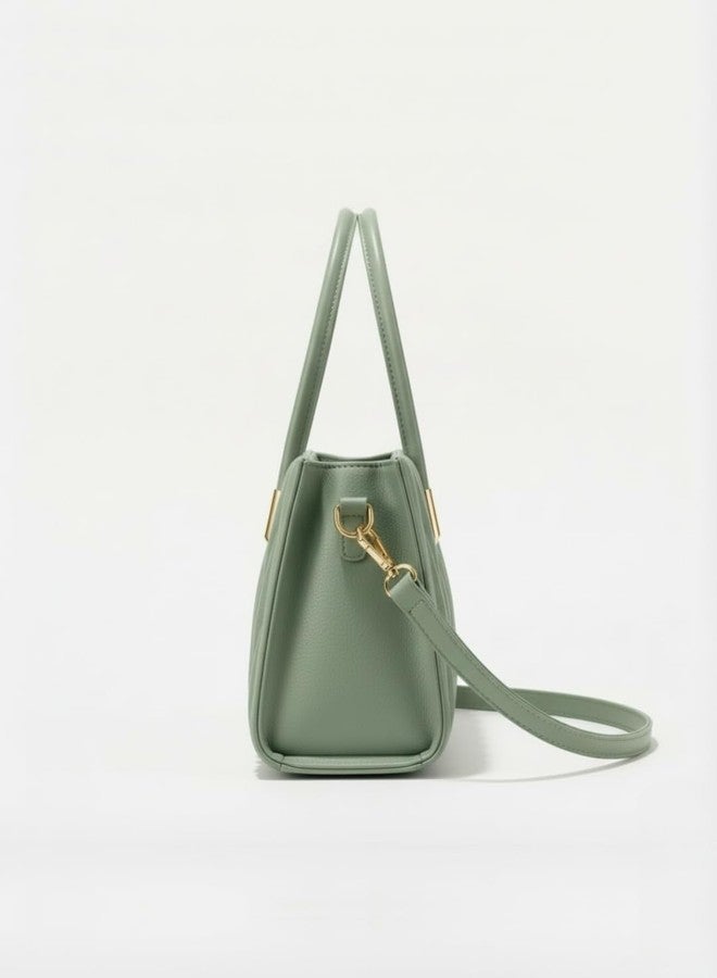 LIKE STYLE Women’s Chevron Quilted PU Rexine Sling Bag | Premium Dual Compartment Handbag with Detachable Strap & Top Handles (Green) - Image 3