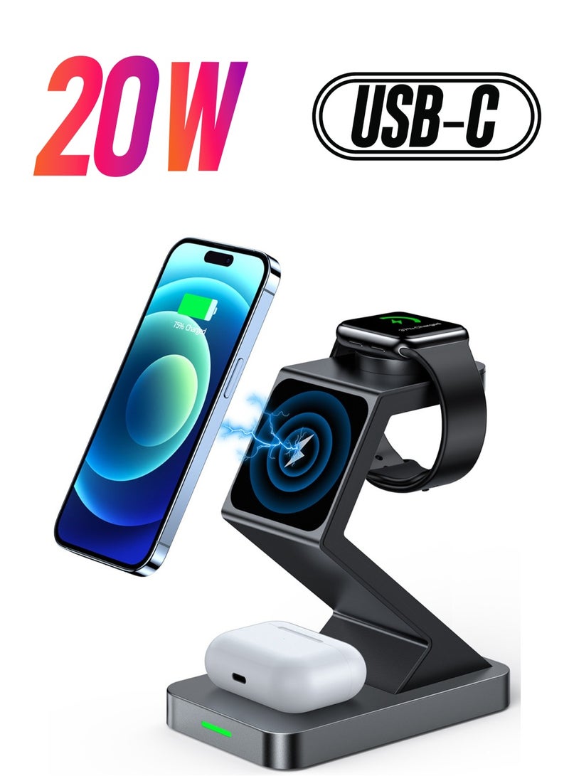 SYOSI 3 in 1 Wireless Charger for MagSafe, Wireless Charging Station Compatible with iPhone 14 13 12 Pro Max, for Apple Watch  - Image 1