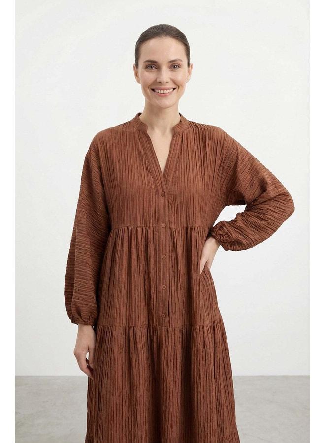 Soul Women's V-Neck Tiered Dress – 32461ELB - BROWN - Image 2
