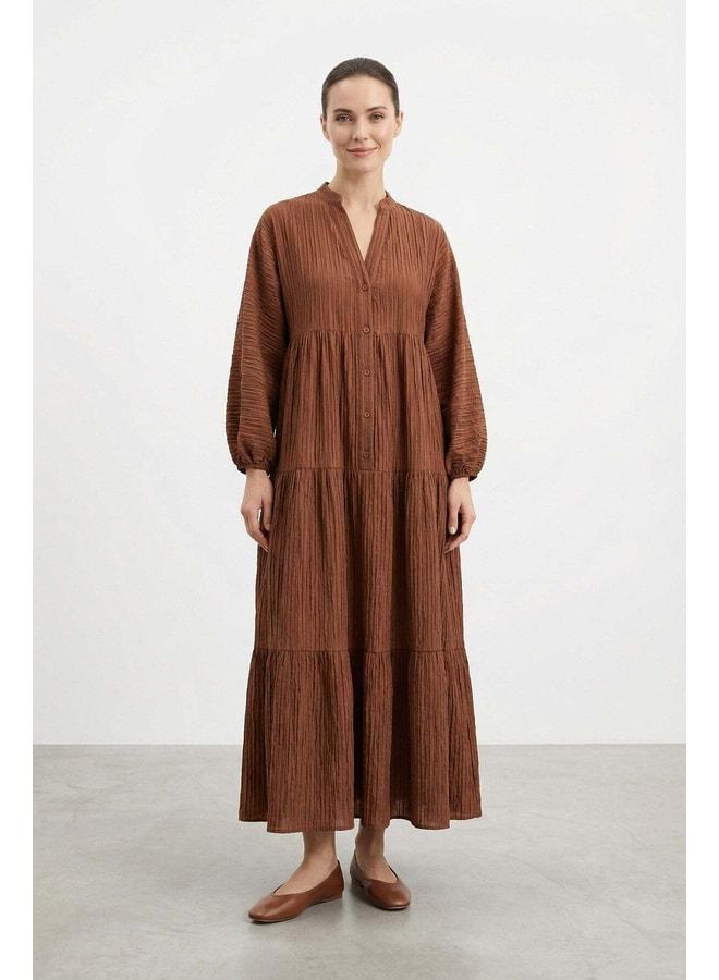 Soul Women's V-Neck Tiered Dress – 32461ELB - BROWN - Image 1