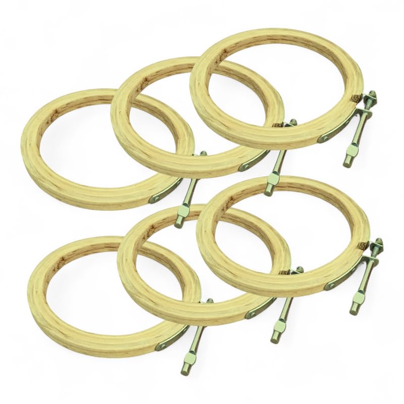 ADW CRAFT'S 5 INCH Embroidery Wooden Hoop(5 PLY, Pack of 6),Wooden Hoop Ring for Embroidery Kit,Wooden Embroidery Hoop Ring Frame,Wooden Frames for Craft Hoop Frame,Mini Wooden Hoop,Hand Embroidery Frame Wooden  - Image 1