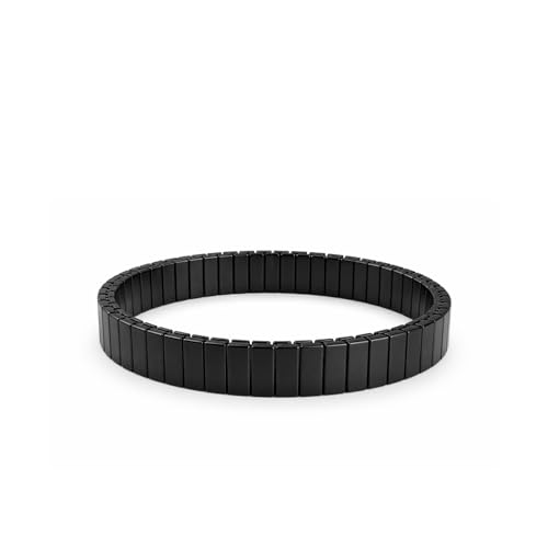 VAMA FASHIONS Stylish Mens Stainless Steel Stretchable Elastic Bracelets Casual Formal Silver Stretch Link Wristband Hand Bracelet for Men Boy's (Stainless Steel Black Men Wrist Band) - Image 1