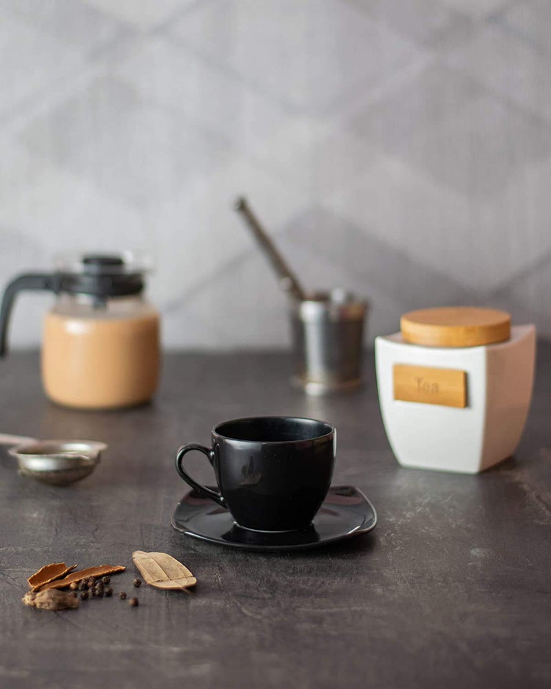 SAAIKEE Tea Coffee Cups and Saucer Set Bone China Tableware Set of 12 180 ml - Image 4