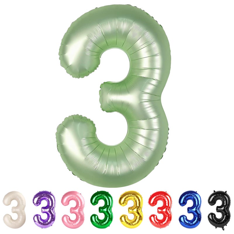 Mluchee Number 3 Balloons 40 Inch for Green Party Decorations Large Olive Green Number Balloon for Three Year Old Birthday Decor 3rd 13 30 31 Birthday Party Supplier - Image 2