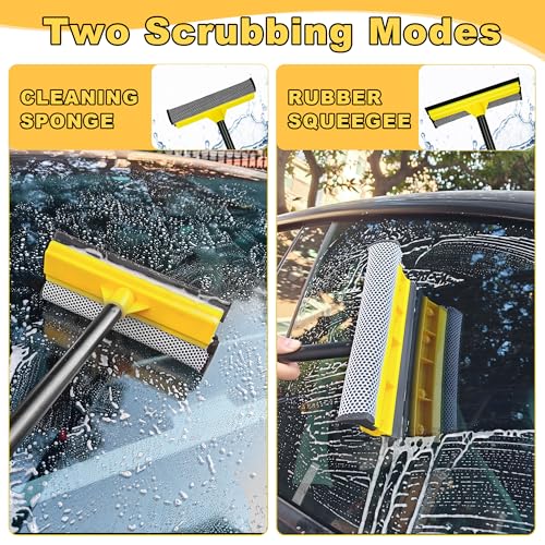 NEWE Window Squeegee with Extension Pole, 54.5 inches Car Windshield Washer Kit with Sponge, Extendable Shower Glass Cleaner Tool for Home Cleaning Mirror Auto Truck (Short Handle Included) - Image 3