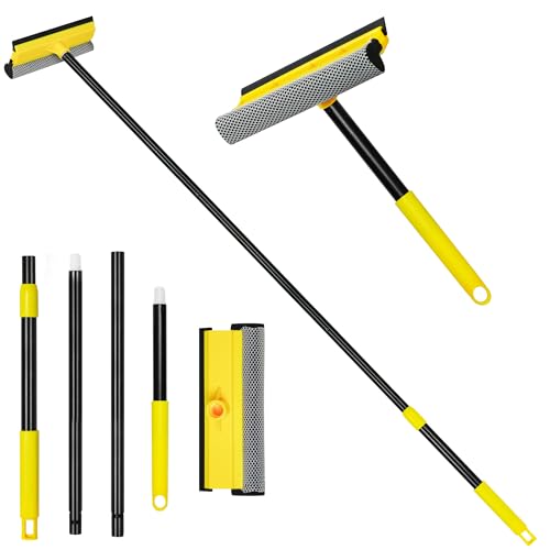 NEWE Window Squeegee with Extension Pole, 54.5 inches Car Windshield Washer Kit with Sponge, Extendable Shower Glass Cleaner Tool for Home Cleaning Mirror Auto Truck (Short Handle Included) - Image 1