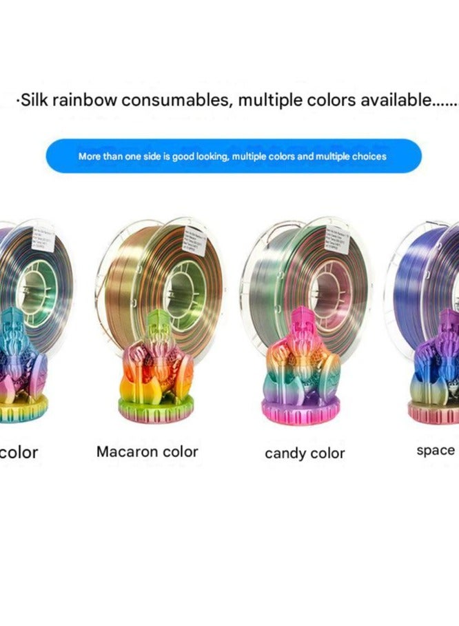 3D Printing Consumables Silk Rainbow PLA 1.75mm Multi-color Gradient Silk PLA（Macaron color） - Image 2