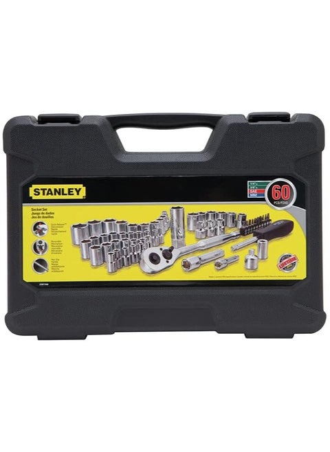 Stanley 60-Piece Mechanic Tool Set Silver and Black