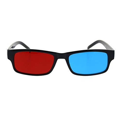 SA106 Black Anaglyphic Red Blue Cyan Stereoscopic Lens 3D Glasses (Blue Left Red Right) - Image 1