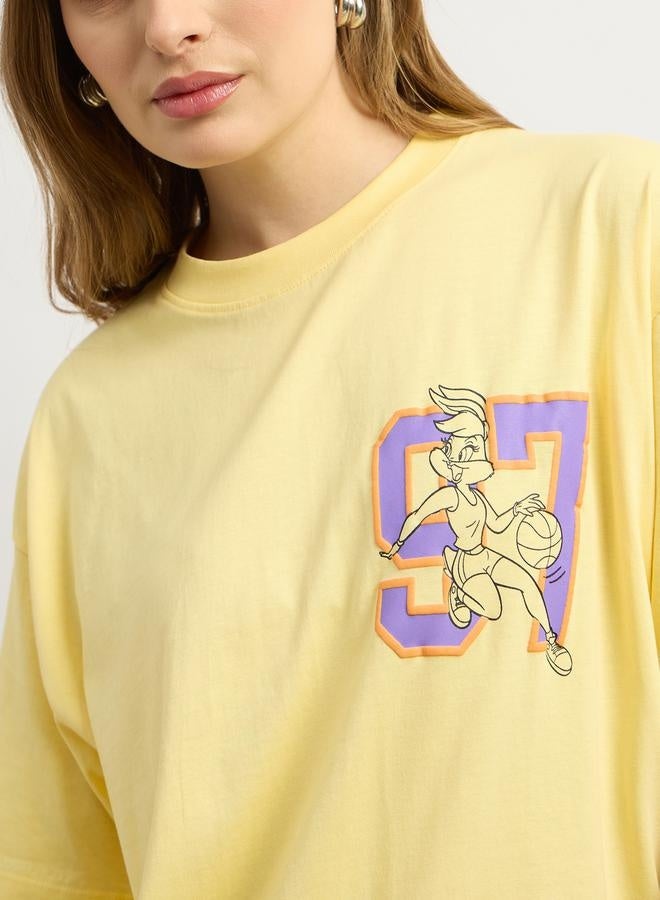 Warner Bros Graphic Print Round Neck Oversized T-Shirt - Image 4