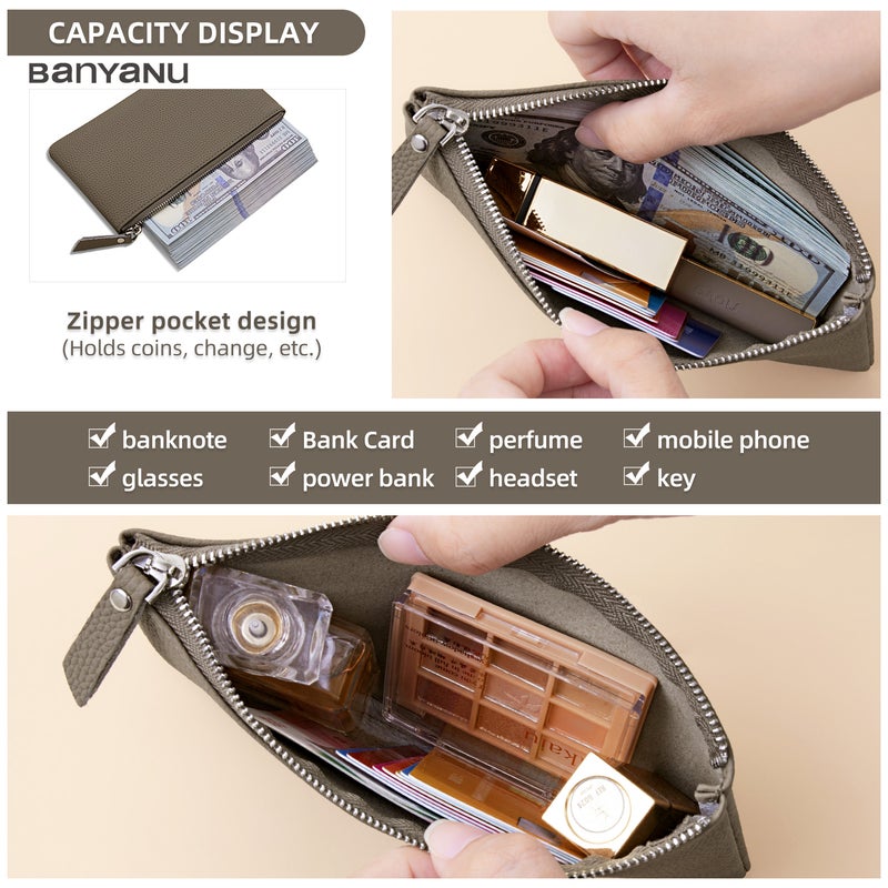 banyanu Leather Cosmetic Bag, Simple And Convenient Handbag, Small And Exquisite Storage Bag (Orange) - Image 3