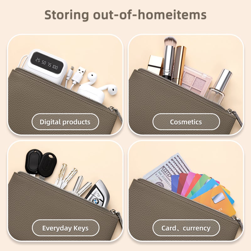 banyanu Leather Cosmetic Bag, Simple And Convenient Handbag, Small And Exquisite Storage Bag (Orange) - Image 4