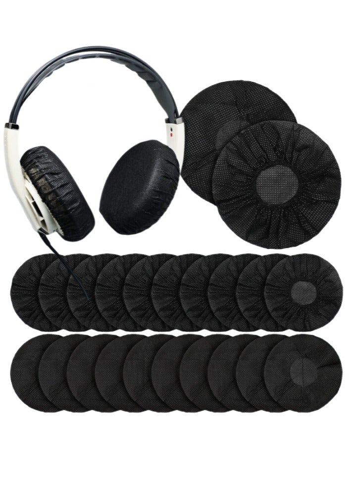 ARUWA Disposable Headphone Covers Non-Woven Sanitary Headphone Ear Covers Black Fabric Headset Covers Ear Pad Covers for Headphones Dust-Proof Sanitary Headset Ear Pads 11-14cm 100 Pieces Black  - Image 1