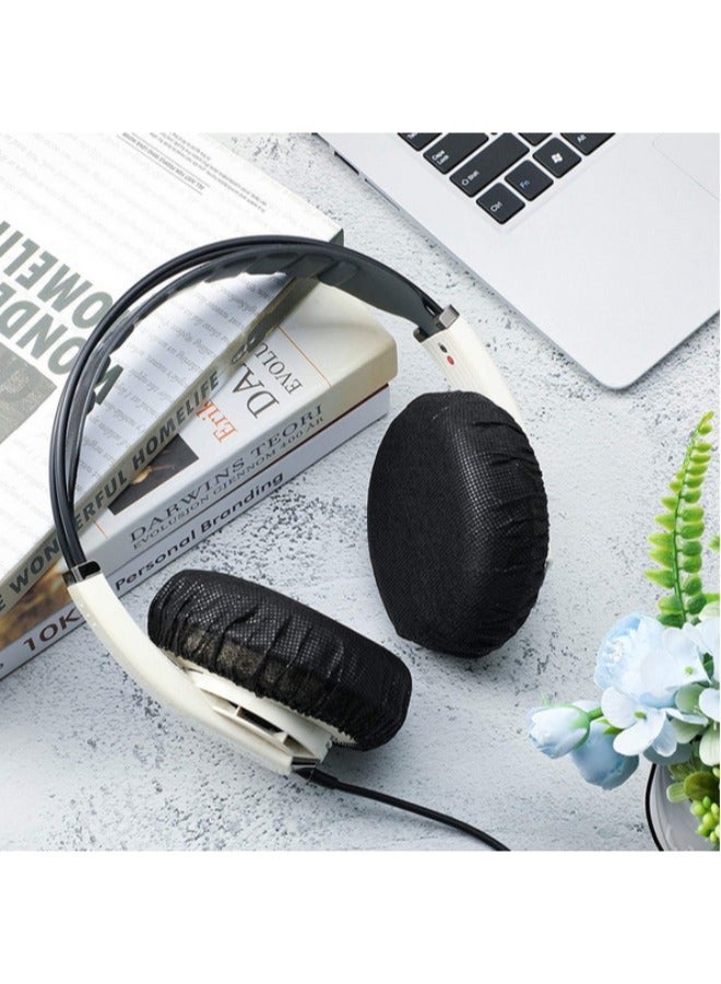 ARUWA Disposable Headphone Covers Non-Woven Sanitary Headphone Ear Covers Black Fabric Headset Covers Ear Pad Covers for Headphones Dust-Proof Sanitary Headset Ear Pads 11-14cm 100 Pieces Black  - Image 2