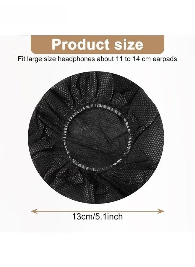 ARUWA Disposable Headphone Covers Non-Woven Sanitary Headphone Ear Covers Black Fabric Headset Covers Ear Pad Covers for Headphones Dust-Proof Sanitary Headset Ear Pads 11-14cm 100 Pieces Black  - Image 4