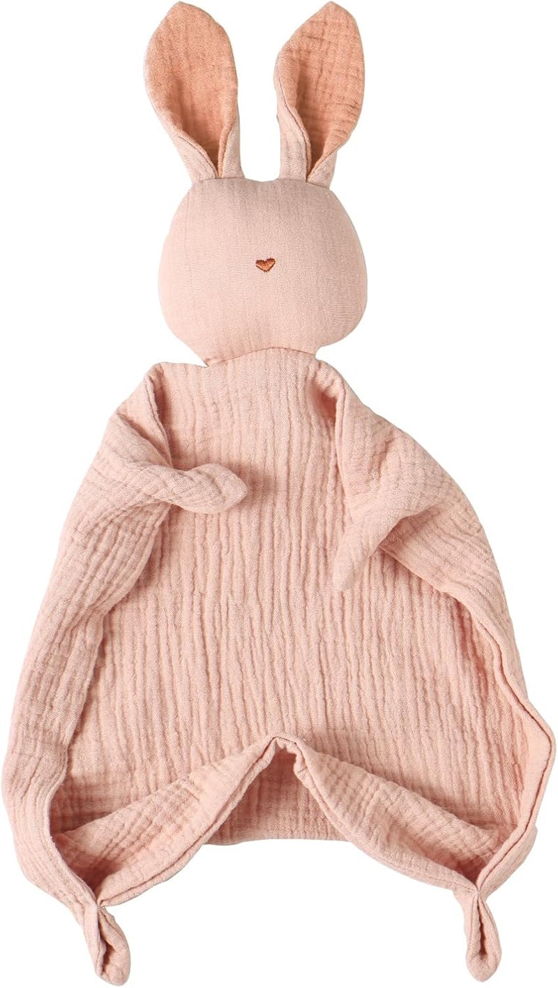 insular بطانية لوفى أرنب إنسولار للأولاد والبنات من قطن موسلين العضوي بطانية أمان للأطفال حديثي الولادة ناعمة وقابلة للتنفس منشفة مهدئة للمواليد والرضع باللون الوردي - Image 1