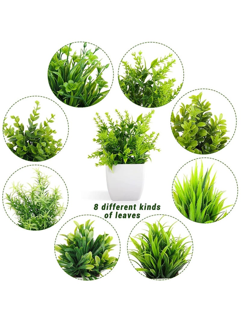 LIMOS Artificial Potted Plants, 8 Pack Artificial Plastic Eucalyptus Plants Small Indoor Potted Houseplants, Small Faux Plants for Home Decor Bathroom Office Farmhouse (Set 0F 8) - Image 2