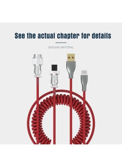 Generic Airplug TYPE-C Interface Cable Removable Mechanical Game Keyboard Metal USB Head Braided Stretchable Data Cable-Color:Airline-Red And Black  - Image 4