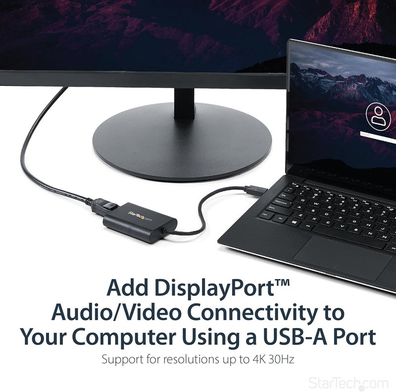 Star Tech .com USB 3.0 to DisplayPort Adapter, USB DP Monitor Converter for Windows, 4K, TAA (no support for macOS/ChromeOS/Linux) - Image 2