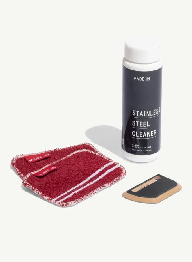 Madein Made In Cookware | 3-Piece Stainless Steel Cleaning Set | Includes Pan Scraper, Scrub Cloth & Stainless Steel Cleaner | Complete Cleaning System | Crafted in USA - Image 1