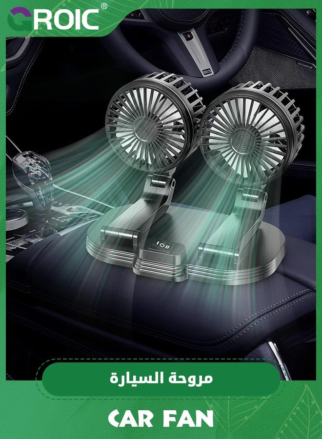 GROIC Car Fan, 360° Rotation Dual Head USB Fan Portable Portable Vehicle Cooling Fan that Blow Cold Air for for Car Dashboard, SUV/RV/Truck/Sedan/Cruise/Office, USB Powered - Image 5