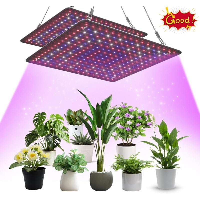 LED Grow Light Panel 200W Lamp for Indoor Plants, Full Spectrum with White Blue Red UV IR LEDs for 4x4ft Coverage Grow Tent Greenhouse Veg and Bloom Seedlings Hydroponics 2 Pack - Image 1