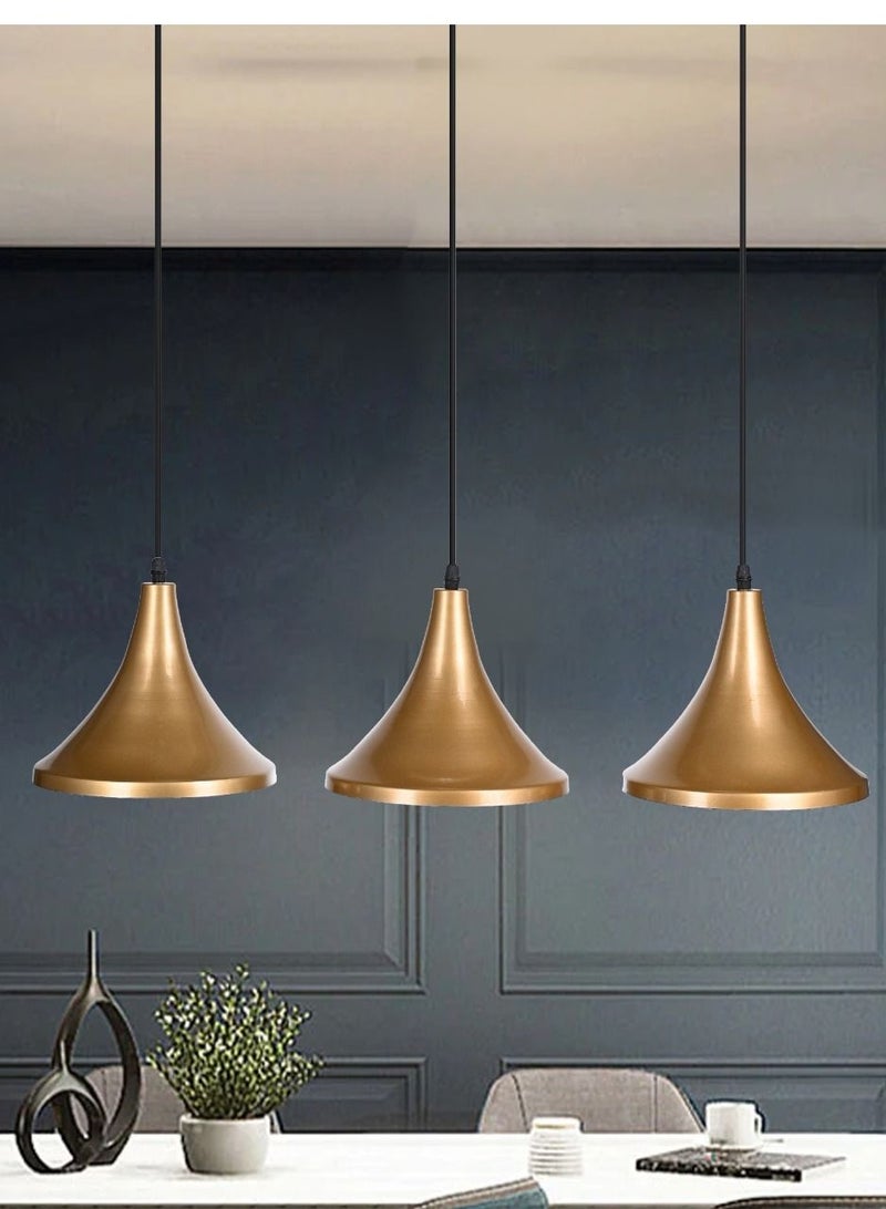 El Rawda Lighting Elina Ceiling lamp - Triple | modern decorative LED E27 pendant light ceiling lamp hanging | suitable for any room | Color: Gold | Size: 70x71 cm - Image 2