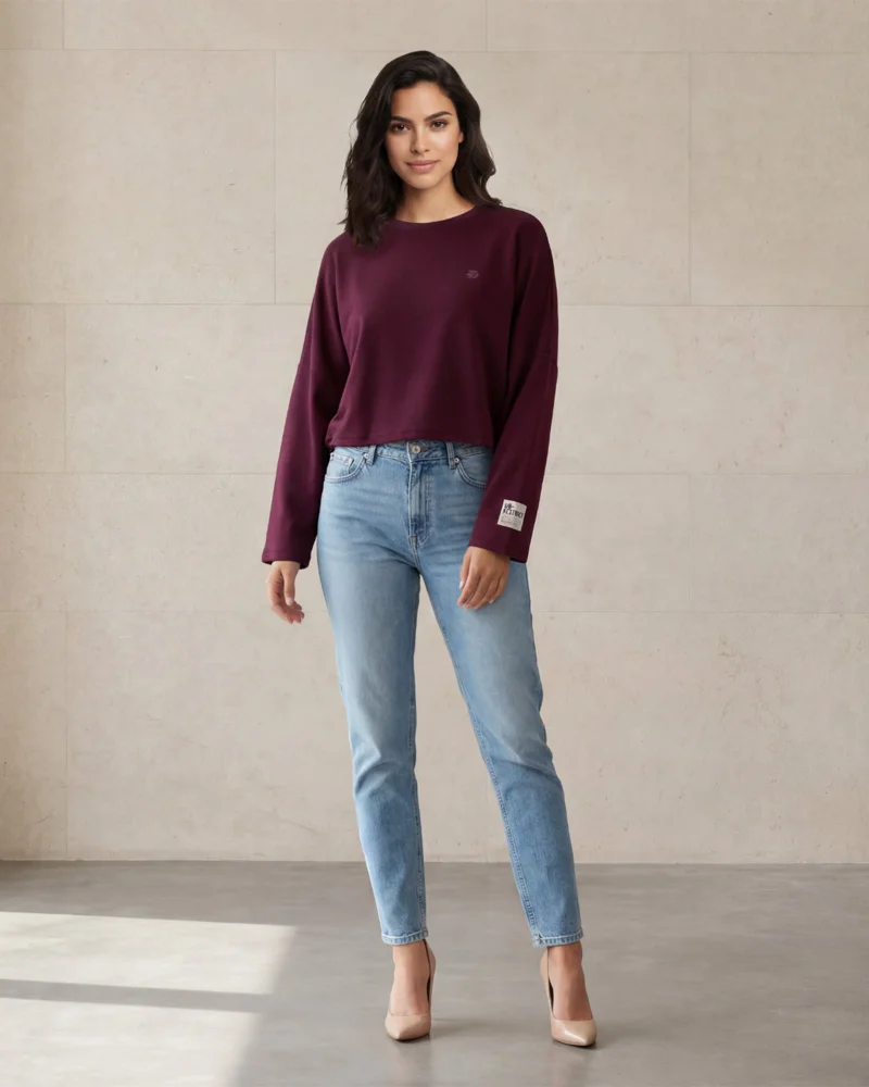 Redtag Women Burgundy Active Sweatshirt