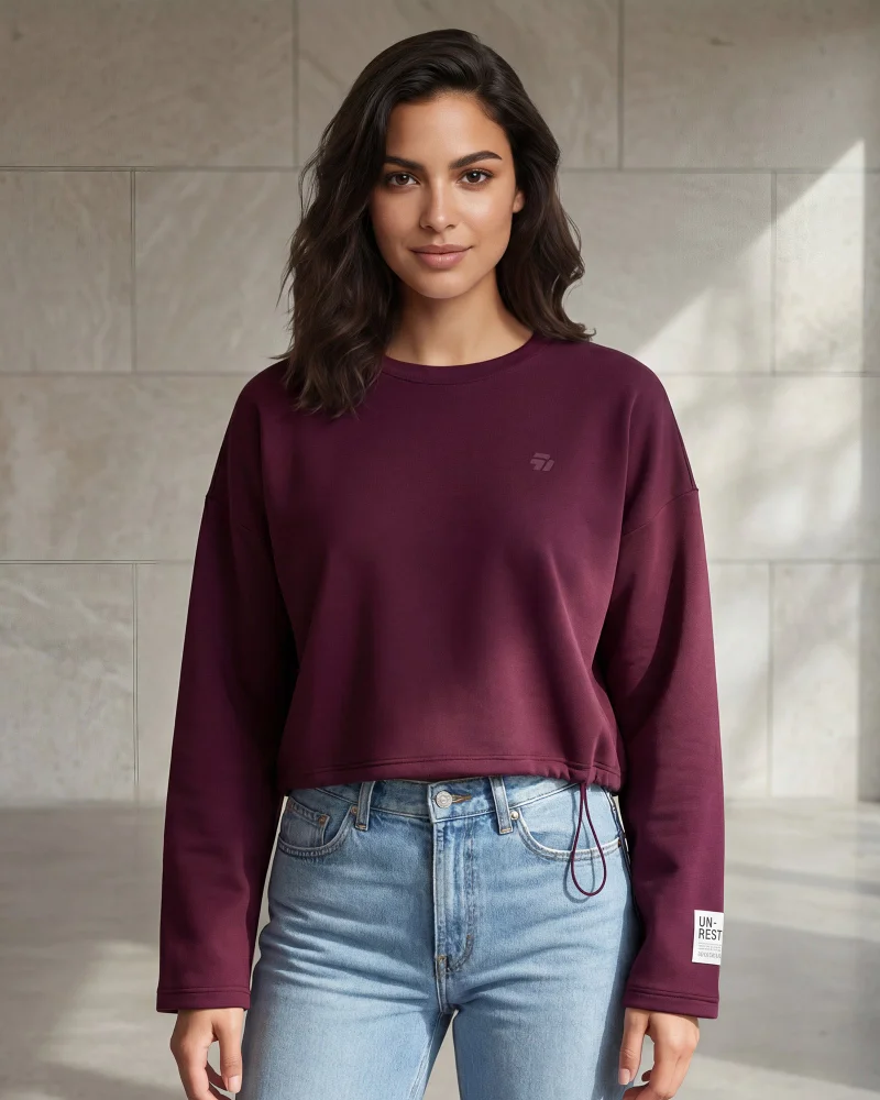 Redtag Women Burgundy Active Sweatshirt