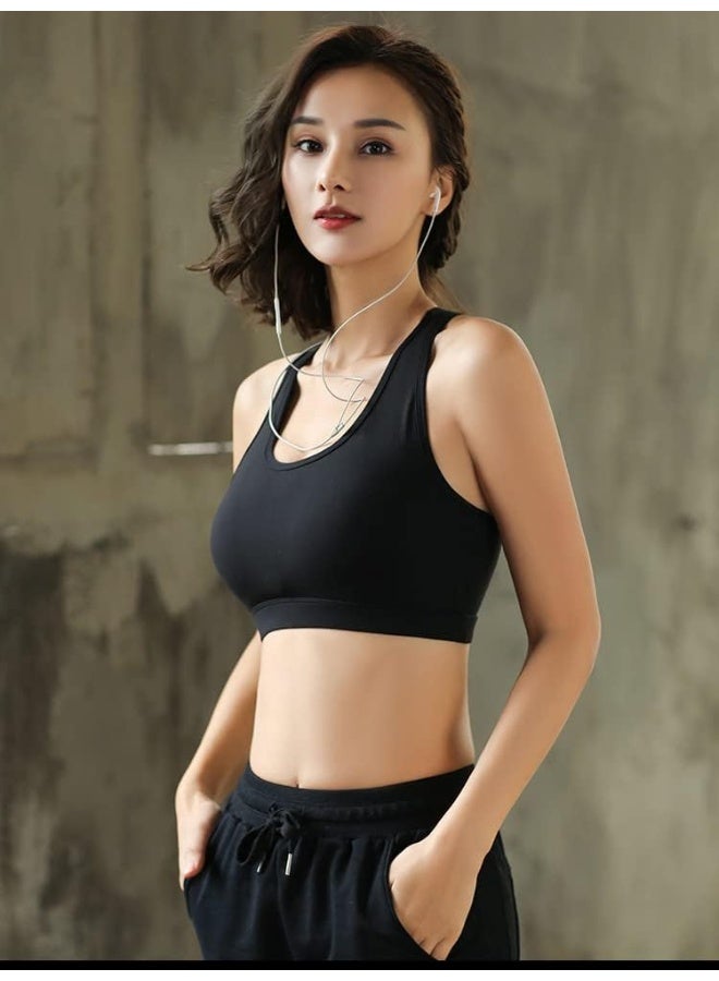 Rubik Sports Bra for Women with Phone Holder Back Pocket, Racerback Shockproof Quick Dry Padded Seamless High Impact Bra for Yoga Gym Workout Fitness (X-Large, Black) - Image 2