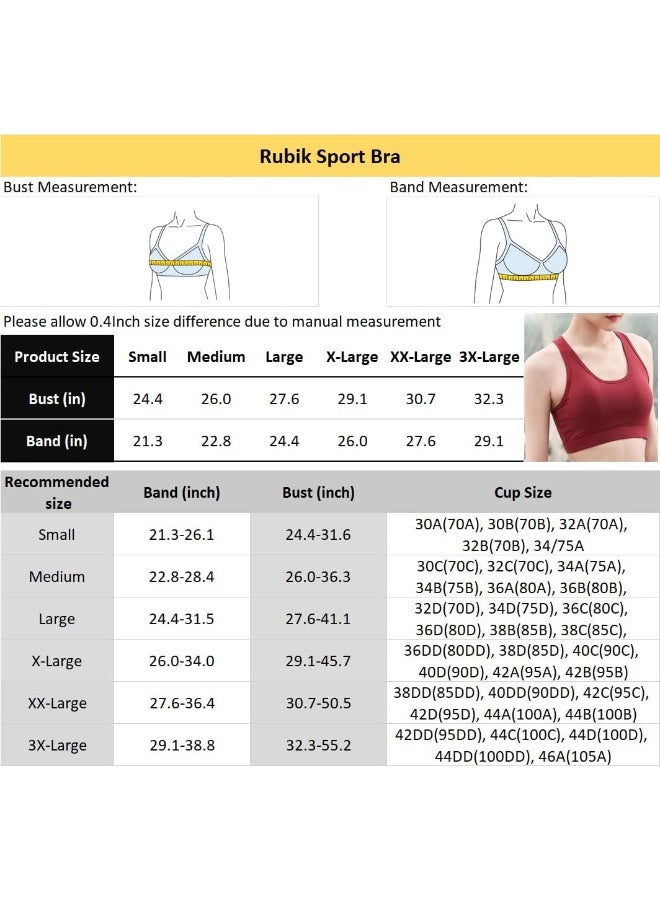 Rubik Sports Bra for Women with Phone Holder Back Pocket, Racerback Shockproof Quick Dry Padded Seamless High Impact Bra for Yoga Gym Workout Fitness (X-Large, Black) - Image 3