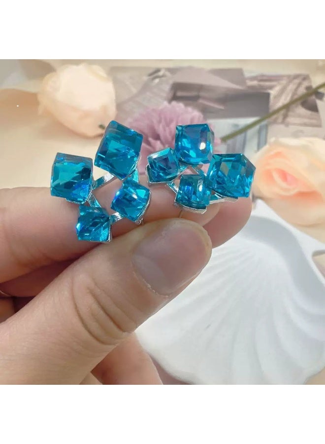 Goolsky أقراط دراسية هندسية ثلاثية الأبعاد من زركونيا مكعبة للنساء - تصميم مكعب سكر بألوان متدرجة أنيقة، مجوهرات عصرية متعددة الاستخدامات، زركونيا متدرجة مضادة للحساسية، للاستخدام اليومي/الحفلات - Image 5