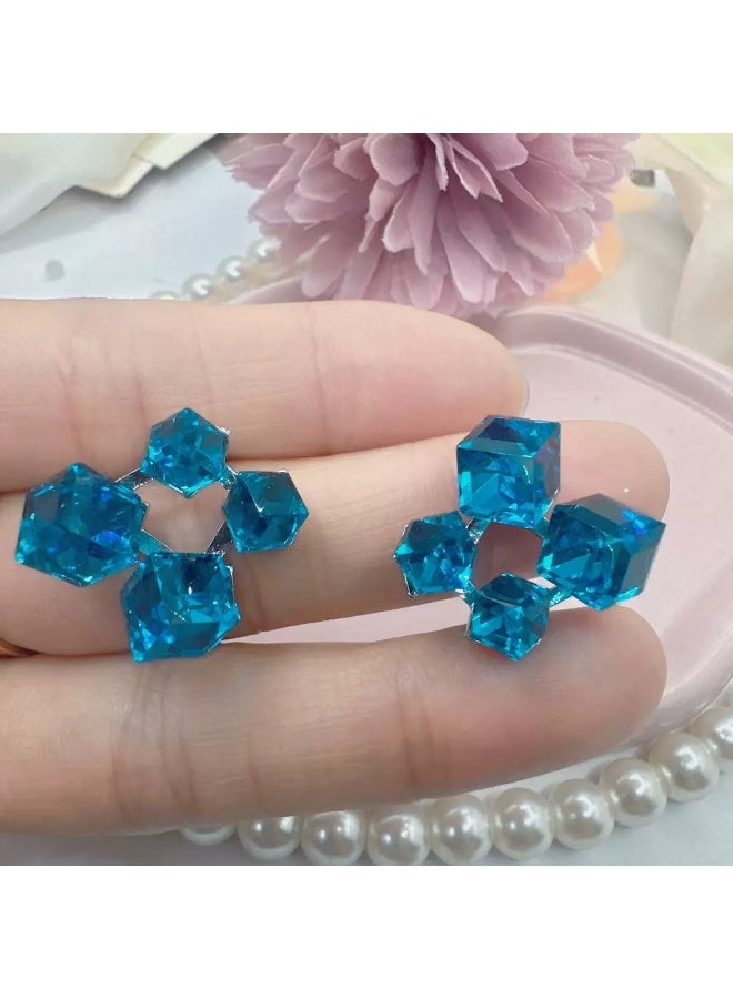 Goolsky أقراط دراسية هندسية ثلاثية الأبعاد من زركونيا مكعبة للنساء - تصميم مكعب سكر بألوان متدرجة أنيقة، مجوهرات عصرية متعددة الاستخدامات، زركونيا متدرجة مضادة للحساسية، للاستخدام اليومي/الحفلات - Image 4