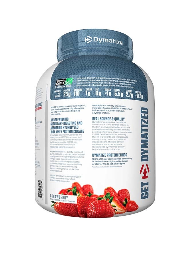 Dymatize ISO100 Hydrolyzed Protein Powder, 100% Whey Isolate, 25g Protein, 5.5g BCAAs, Gluten Free, Strawberry, 2.27kg (5Lb) - Image 4