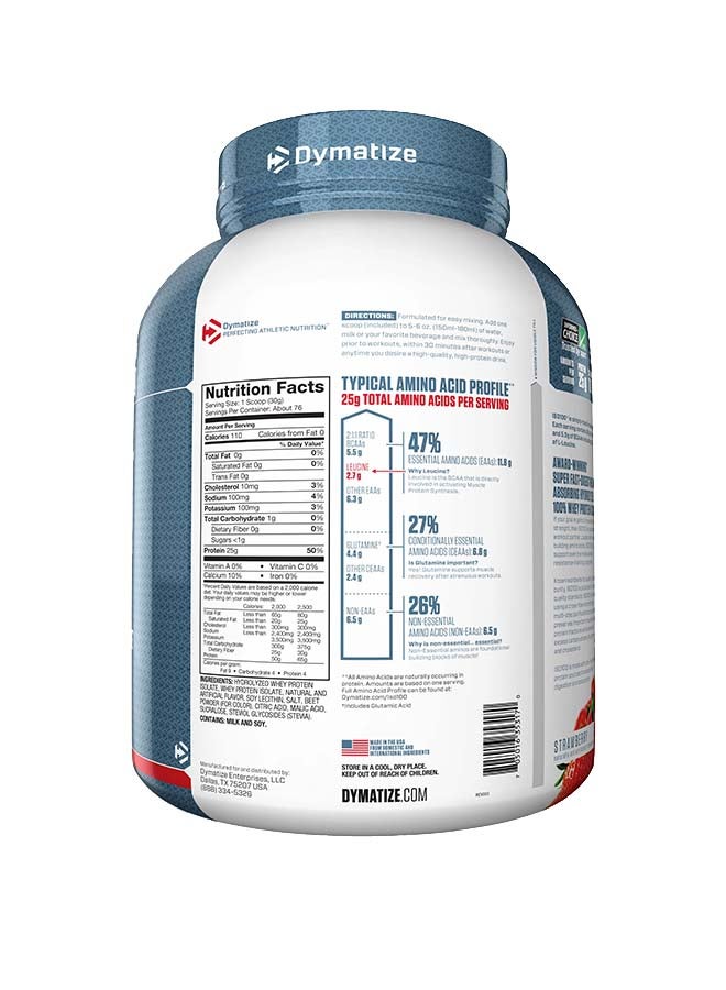Dymatize ISO100 Hydrolyzed Protein Powder, 100% Whey Isolate, 25g Protein, 5.5g BCAAs, Gluten Free, Strawberry, 2.27kg (5Lb) - Image 5