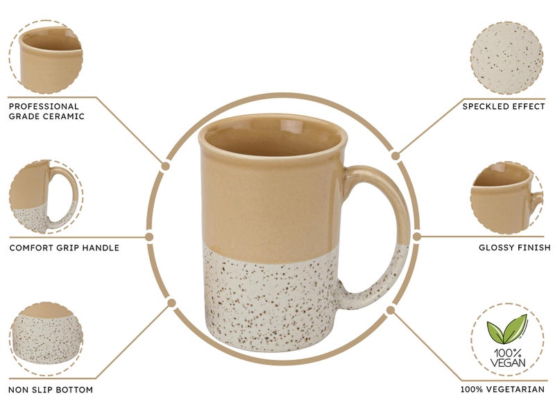 Bodhi House Ceramic Hand Glazed Tea and Coffee Mug with Coaster - 300ml | Set of 1 | Microwave & Dishwasher Safe | for Home Office - Beige - Image 5