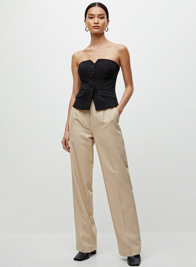 trendyol Black Slim Fit Strapless Crop Woven Vest TWOAW24YE00034 - Image 2