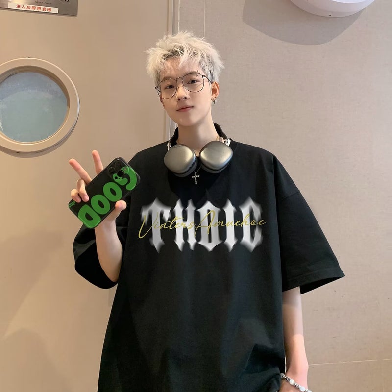 Boys Short-Sleeved Ins Trendy Brand T-Shirt American Top 2024 Summer Loose Half-Sleeved Men'S T-Shirt Hong Kong Style Teenagers - Image 4