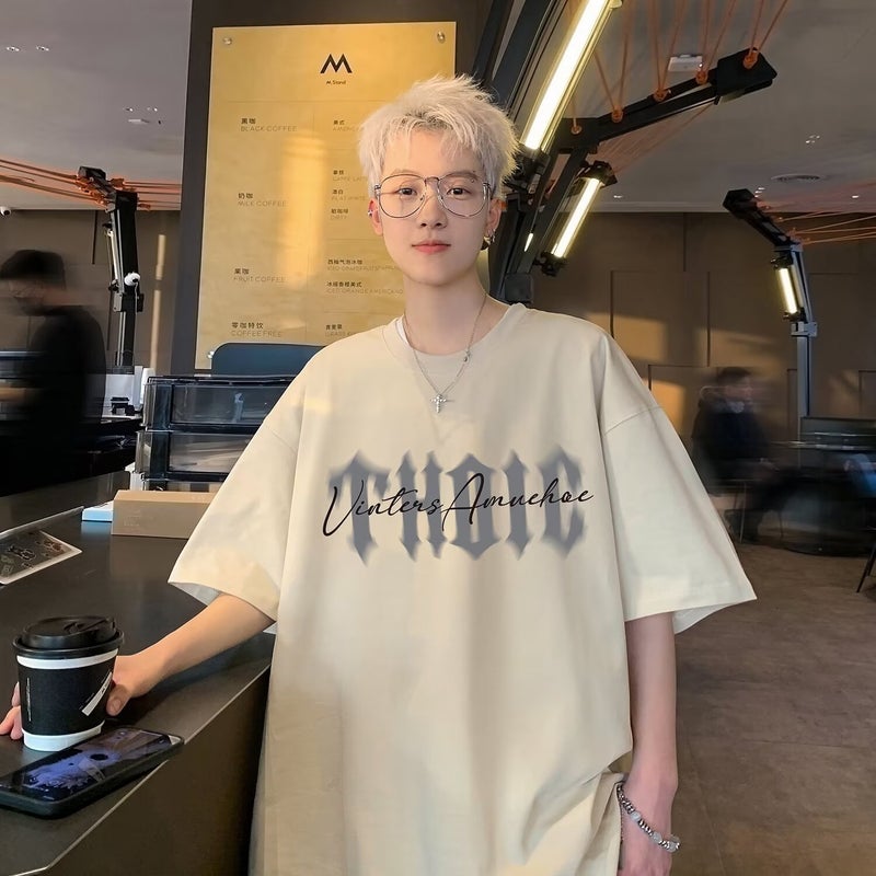Boys Short-Sleeved Ins Trendy Brand T-Shirt American Top 2024 Summer Loose Half-Sleeved Men'S T-Shirt Hong Kong Style Teenagers - Image 1