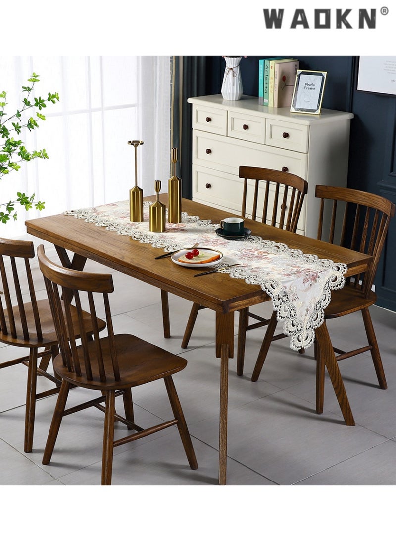 WAOKN French Vintage Style Lace Table Runner, Premium Oil-resistant Decor for Dining Tables and Coffee Tables, Elegant Long Cover with Floral Design, Perfect for Everyday Use and Special Occasions - Image 3